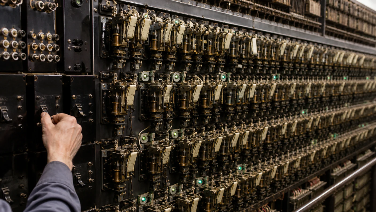 A physical chain of relays illustrates how one instruction can trigger several model and tool calls.