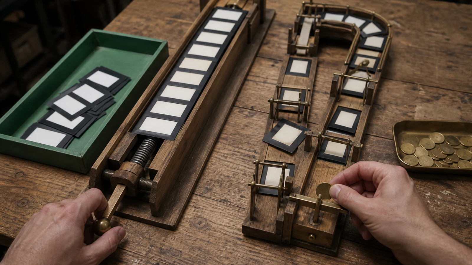 A steady-capacity production track moves a full batch while a metered track charges again for every pass and failed retake.