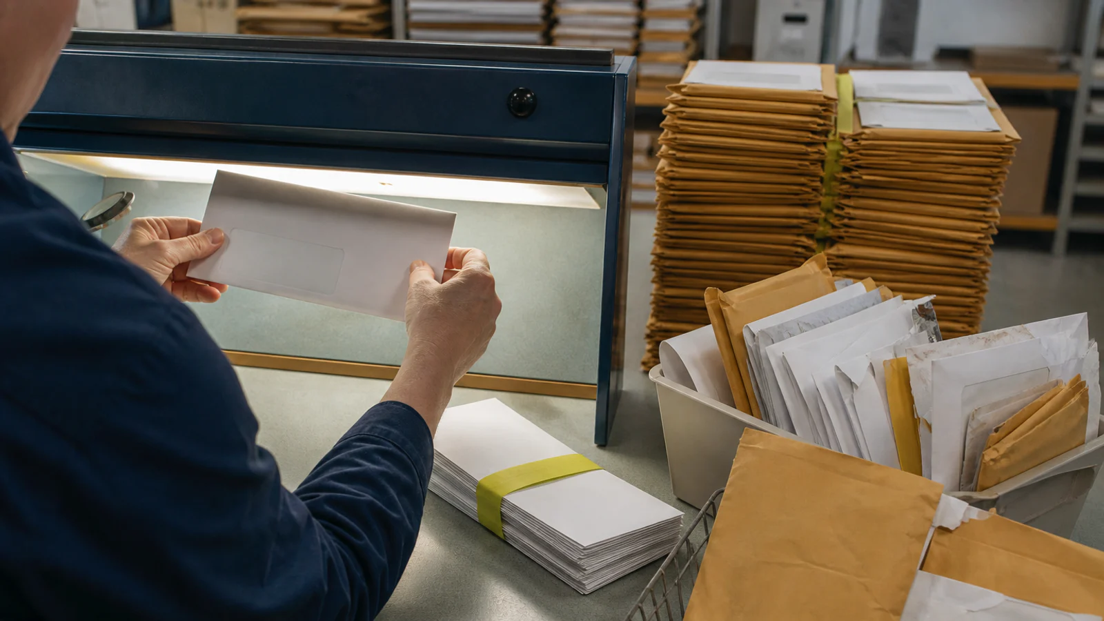 A quality inspector removing defective parts from a production batch, representing email verification before outreach.